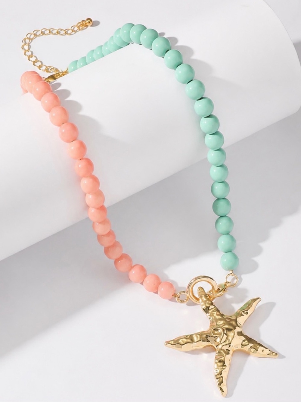 Pink & Aqua Beaded Starfish Beach Necklace - Women Jewelry - Picture 2 of 4